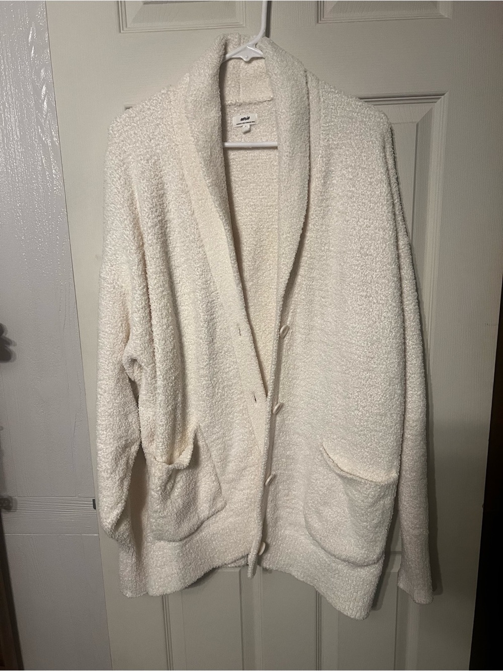 aerie Cream Shawl-Collar Knit Cardigan